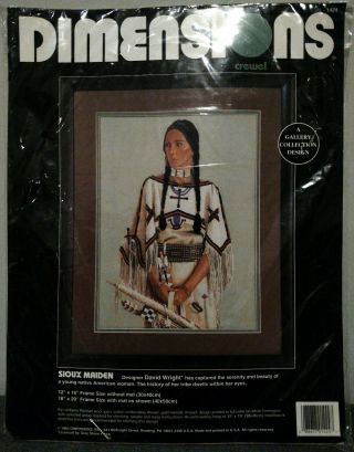 Dimensions 1424 Sioux Maiden Native American Cross Stitch Kit Embroidery Crewel