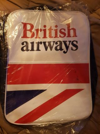 Nos Vintage British Airways Ba Vinyl Flight Cabin Travel Shoulder Bag.