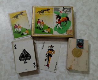 Vintage Jockey Horse Racing Playing Cards 2 Decks 1 W/ Stamp Russell