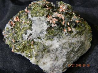 Epidote Blades and Quartz Crystals with Michigan Native Vein Copper Mining 2