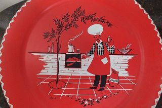 Vintage 1950s 60s Mid Century Modern Chef Bbq Cookout Stoyke Metal Serving Tray