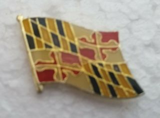 Maryland State Flag Hat Lapel Pin Enamel Vintage 1 "