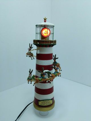 Vtg 1996 Mr Christmas Animated Lighted Holiday Lighthouse Tree Topper