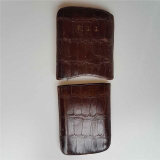 Antique/vintage Crocodile Skin Leather Cigar Case/pouch