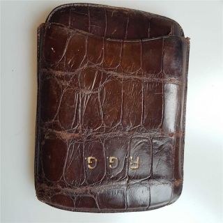 Antique/Vintage Crocodile Skin Leather Cigar Case/Pouch 2