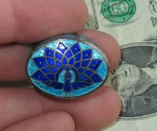 Vintage Sterling Silver Peacock Snuff Trinket Jewelry Box (bb129)