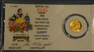 1/10th Oz.  Gold Coin Rarities Disney Snow White Series Sleepy