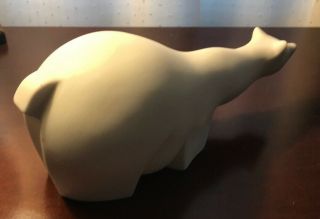Polar Bear Figurine Sascha Brastoff California Pottery White Bisque Mid Century 5