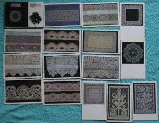 16 Russian Lace Post Card Set Folk Clothing Embroidery Napkin Shawl Clothes Old