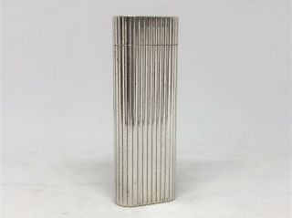 Auth Cartier Silver - Plated Godron Striped Oval Lighter Silver (19805)