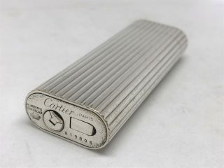 Auth CARTIER Silver - Plated Godron Striped Oval Lighter Silver (19805) 7