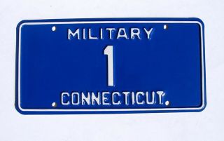 Vintage Connecticut Military Vehicle License Plate 1 Low Number