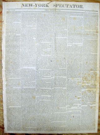1825 Newspaper Us President John Quincy Adams Gives 1st State Of Union Speech