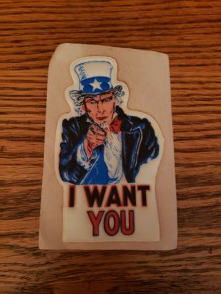 Vintage 1960’s 3x5 Plastic Patch Uncle Sam I Want You Hippie Political,  Jeans