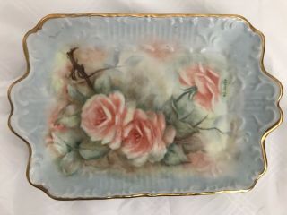 Hand Painted Ceramic Trinket / Jewelry Tray Artist Signed