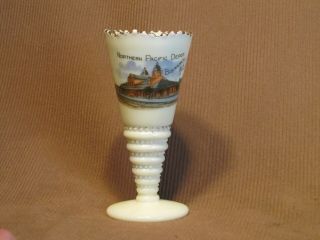 Souvenir Custard Glass Vase From Northern Pacific Depot,  Bismarck,  North Dakota