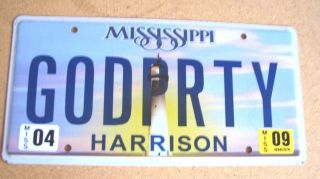 Miss.  Vanity License Plate " Godprty " God Party Lord Jesus Christ Gop Republican
