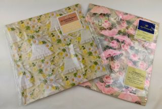 Vintage Hallmark Lace Bells Daisies Bridal Shower Wrapping Paper Pink Roses