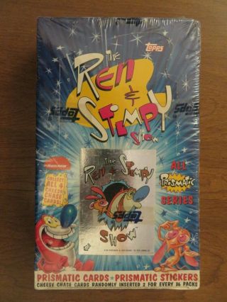 1993 Topps Ren & Stimpy All Prismatic Trading Card Factory 36 Pack Box