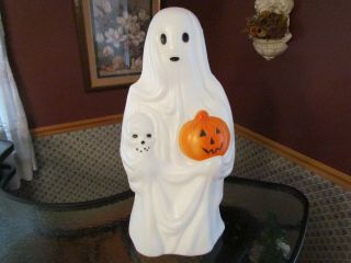 Ghost Skull Pumpkin Blow Mold Halloween Hard Plastic Lights Cord 23 " Empire
