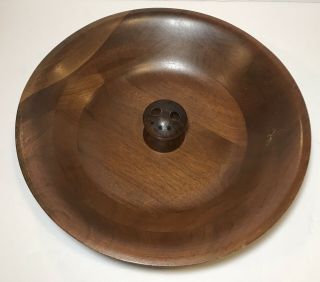 Vintage Vermillion Walnut Wood Nut Dish Bowl Mid Century Modern 12” X 2” Deep