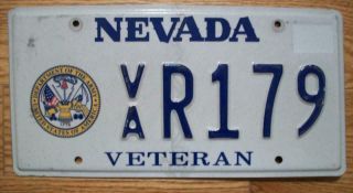Single Nevada License Plate - Va R179 - U.  S.  Army Veteran