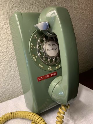 Vintage Model 554 Bmp At&t Rotary Wall Phone Avocado Green Western Electic