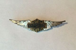 Rare Vintage 30s 40s Harley Davidson Silver Wings Pin Bar & Shield Hog Hd