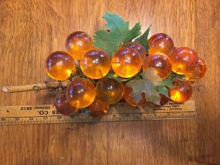 Vintage Mid Century Lucite Grape Cluster 15 " Long Orange In Color
