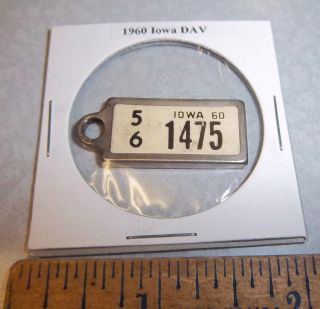 1960 Iowa 56 1475 Dav Mini License Plate Keychain Disabled American Vet
