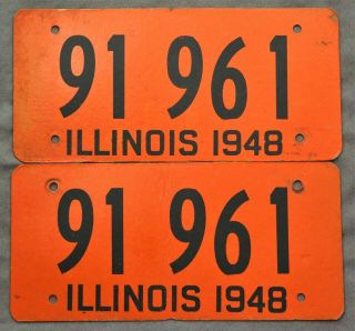 Illinois.  1948.  Pair.  License Plate.  Fiberboard / Soy / Soybean / Cardboard.