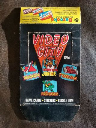 1983 Video City Empty Display Box And 5 Wrappers Donkey Kong Jr.  Frogger Topps