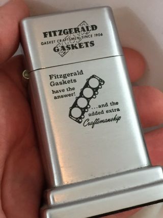 1954 - 56 Barcroft Zippo Table Lighter Advertising Fitzgerald Gaskets