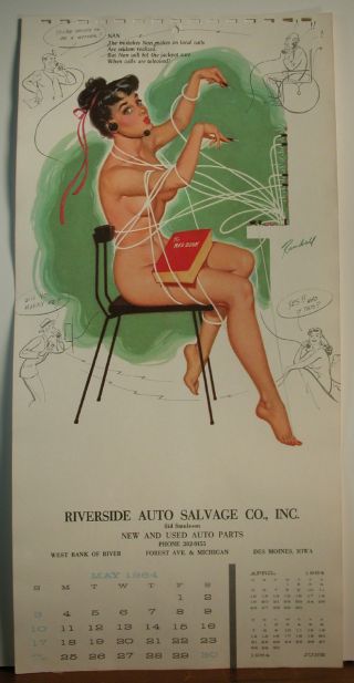 B Randall Calendar Page May 1964 Nan Nude Switchboard Operator Caught Many Lines