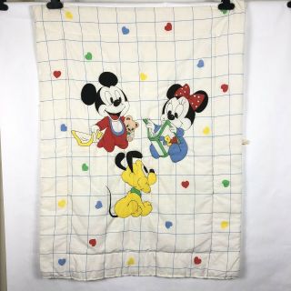 Vintage Disney Baby Mickey Mouse Minnie Crib Blanket Comforter Dundee Hearts