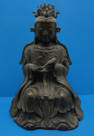 Antique Chinese Tibetan Southeast Asian Bronze Figure Of An Official