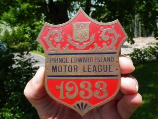 1933 Prince Edward Island Motor League Club Badge License Plate Canada