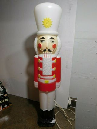 Vintage 30 " Union Lighted Nut Cracker Toy Soldier Christmas Holiday Blow Mold