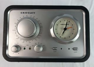 Crosley Retro Tabletop AM/FM/Aux Tuner Radio with 3.  5mm Aux Cable And iPod Dock 4