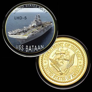 U.  S.  United States Navy | Uss Bataan Lhd - 5 | Military Gold Plated Challenge Coin