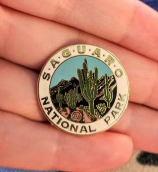 Saguaro National Park Pin Round Cactus Souvenir
