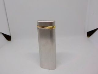 Auth Cartier Rivets Oval Lighter Silver Gold