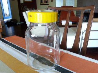 Vintage 2 Liter Fv Iced Tea Jar Italy Alimenti Ice Yellow Lid Mid Century Modern
