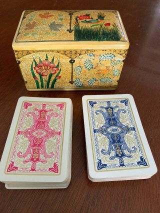 2 Decks Playing Cards Handmade Kashmir India Vintage Ferd Piatnik Vienna