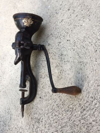 Antique Enterprise No 0 Coffee Mill Grinder Black Cast Iron Clamp On Hoosier 4