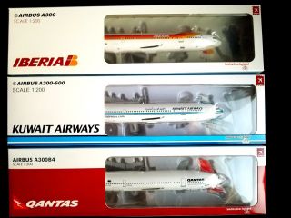 1:200 Hogan Iberia Qantas A300b4 Kuwait Airways A300 - 600r Hg4234 Hg0533 Hg4333