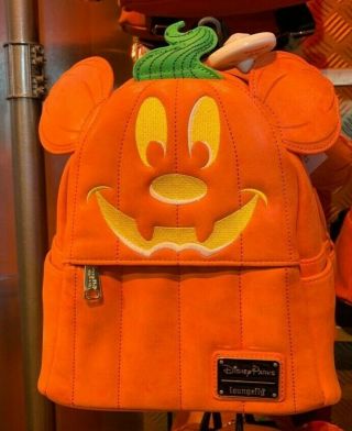 Wow Disney Parks Mickey Pumpkin Loungefly Mini Backpack Nwt