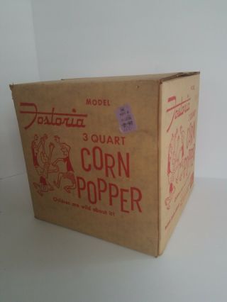 Vtg Fostoria 3 Quart Corn Popper Glass Lid Cord Popcorn