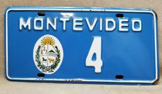 Porcelain Montevideo Uruguay National Government License Plate.