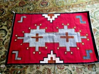 Navajo Blanket Rug Native American Red Black Grey Euc 52 " X 39 " Wall Hanging